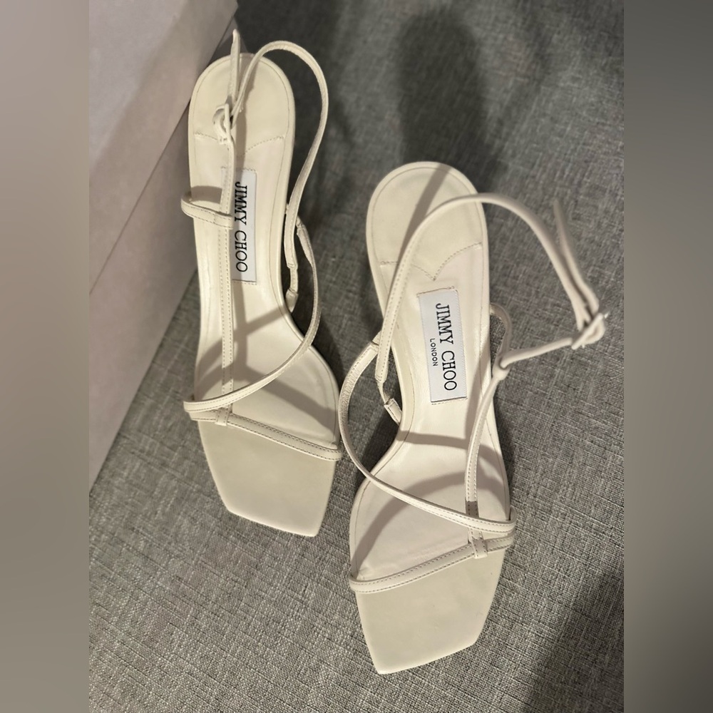 Jimmy Choo Cream Strappy Heels - Picture 8 of 9